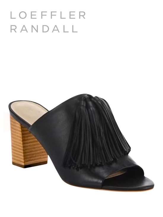 Loeffler Randall Shoes - LOEFFLER RANDALL Cleo Black Tassel Leather Block Heel Sandal Mules + Box